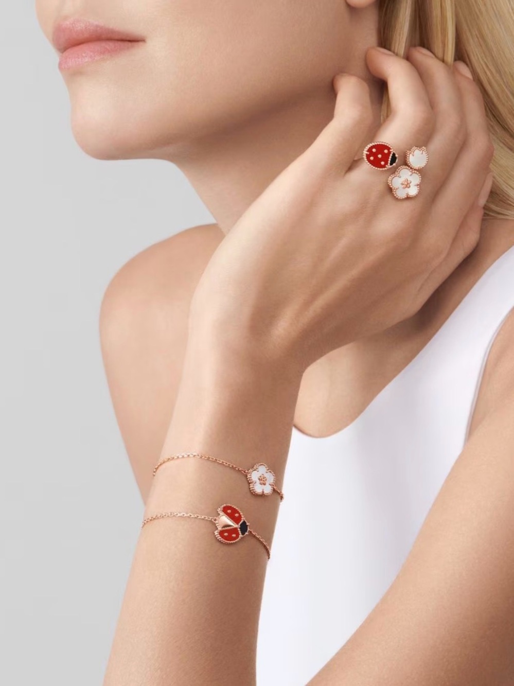 Lucky Spring bracelet, open wings ladybug
